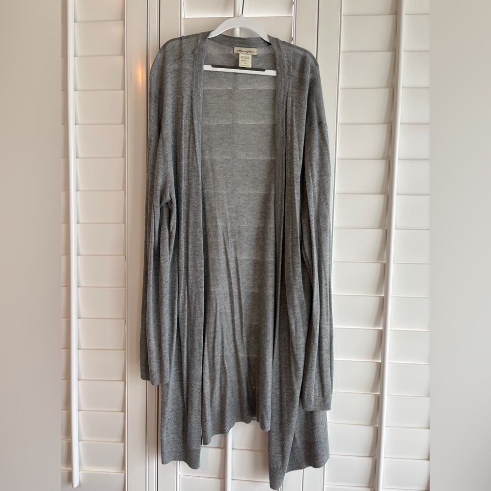 COTTON EMPORIUM Gray Open Front Long Sleeve Cardigan Sweater Size XL